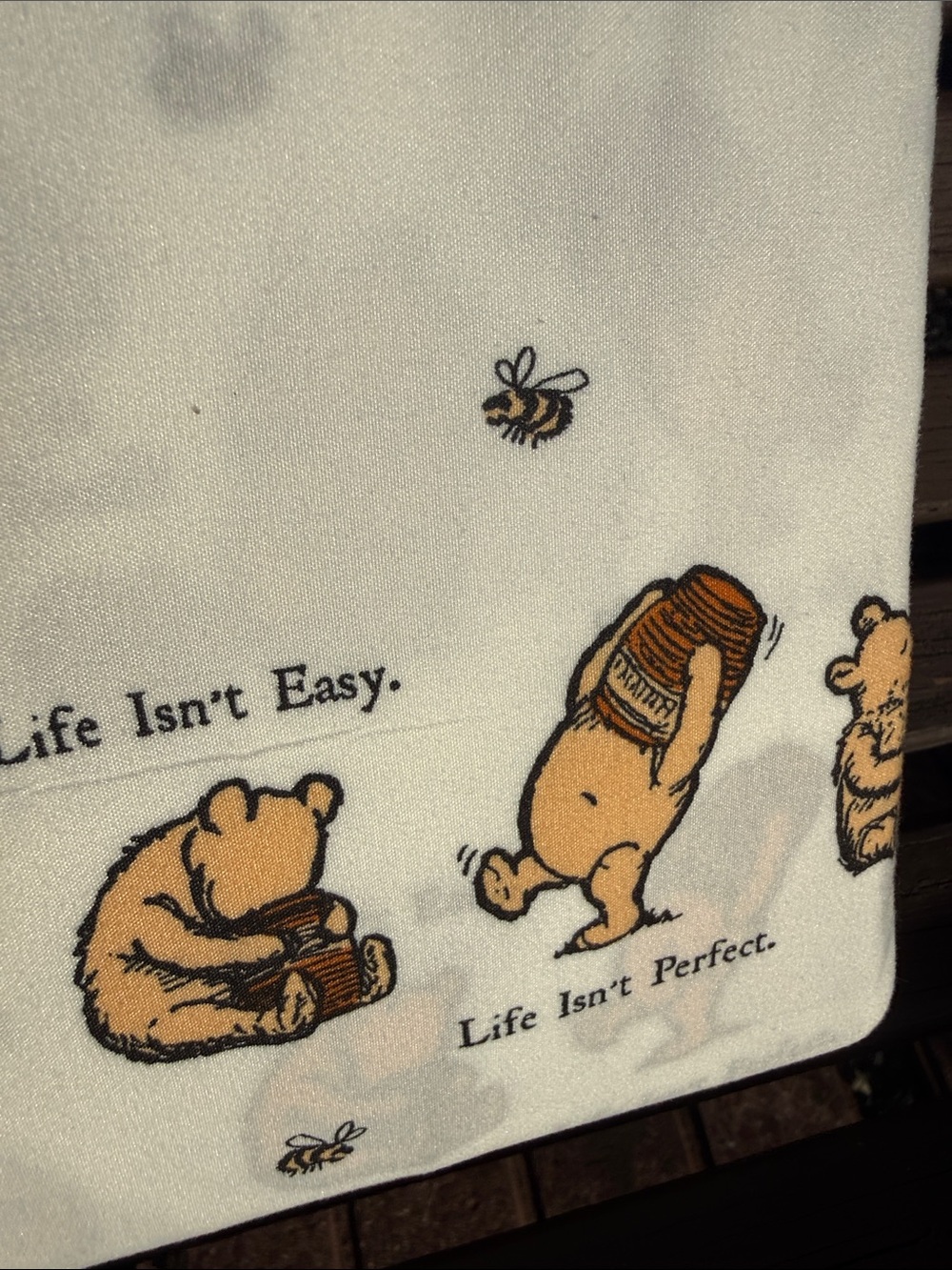 Life Is Good Cream Sheet Set with Winnie The Pooh Bear Print Full Size - Picture 3 of 6